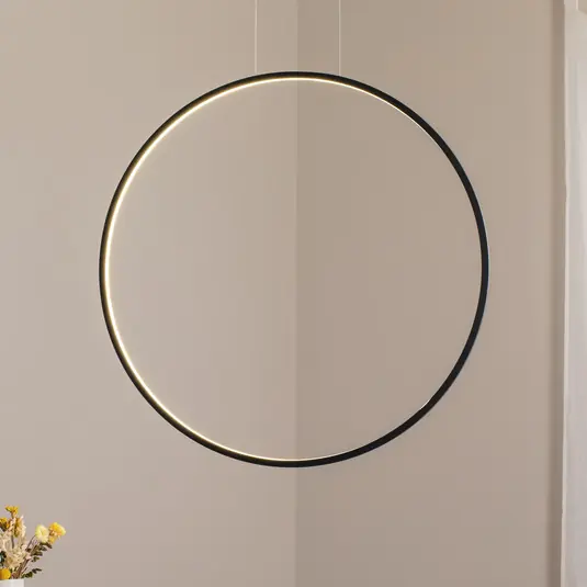 LED lógó világítás Saturno függőleges, fekete, Ø 80 cm, fém Szezonális akció