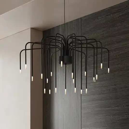 Karman LED lógó lámpa BOOM, fekete, fém, Ø 90 cm 22-lámpás. Akció