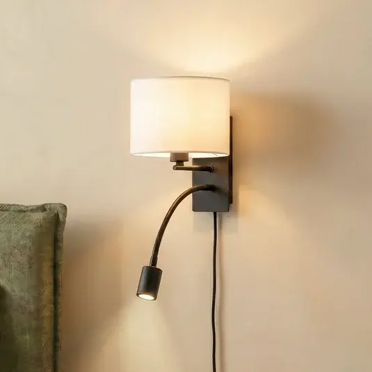 Vedd meg online Lindby Florens fali világítás, fekete, LED olvasólámpa, 23,5 cm