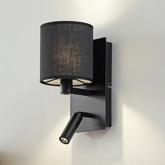 Lindby Aiden fali világítás, 30 cm, fekete, LED olvasólámpa, E14 Expressz szállítás