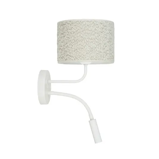 Roller fali lámpa, bouclé, fehér/krém, olvasólámpa Árcsökkenés