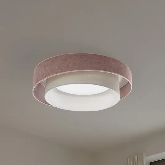Gyors szállítás LED mennyezeti világítás Luneta S, Chenille, rózsaszín/szürke, 3 dimmelhető