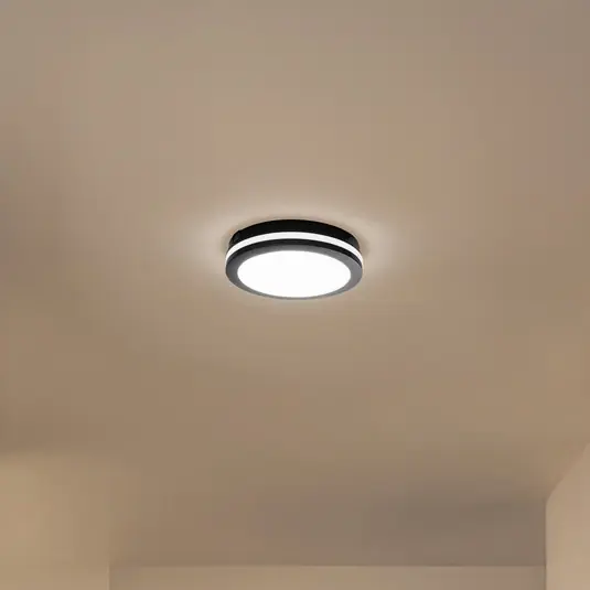 Legnépszerűbb LED mennyezeti világítás Marlon, Ø 22 cm, fekete, műanyag, IP54