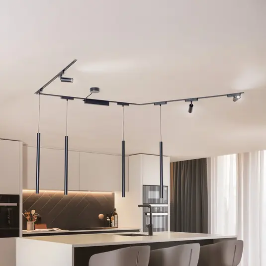 Sínrendszer Lumaro,spotok,függeszték,7-fényű,fekete,48V,dimmer,fényerőszabályzó Vásárlói kedvenc