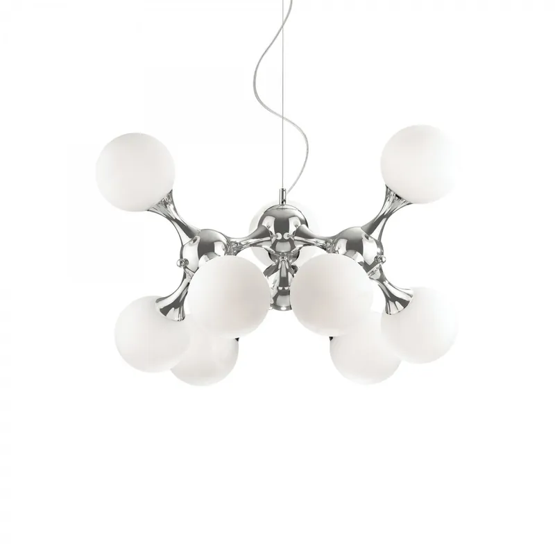 Ideal Lux 082059 mennyezeti függőlámpa Nodi Bianco 9x40W E14 - króm, fehér Árengedmény