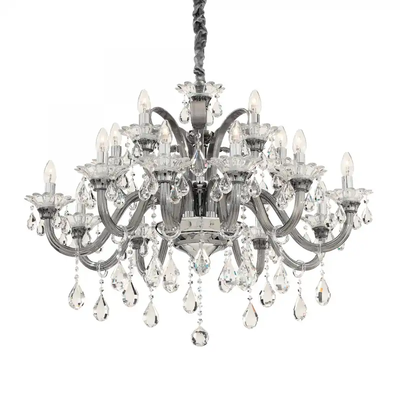Ideal Lux 081526 mennyezeti függőlámpa Colossal Grigio 15x40W E14 - szürke, kristály Kedvezmény