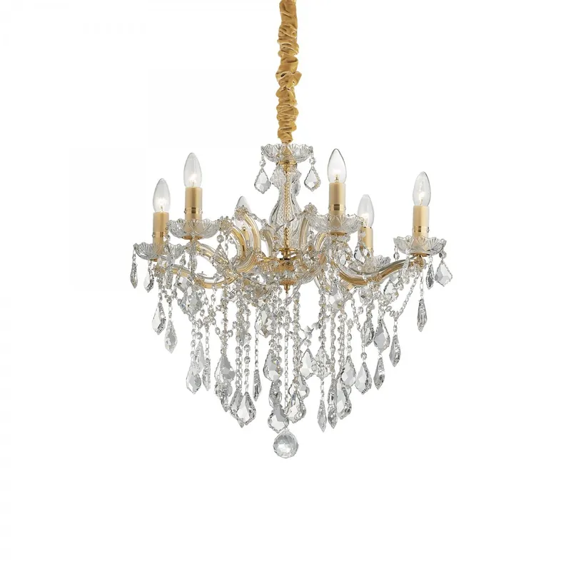 Gyors kiszállítás Ideal Lux 035635 mennyezeti függőlámpa Florian 6x40W E14 - aranyszínű