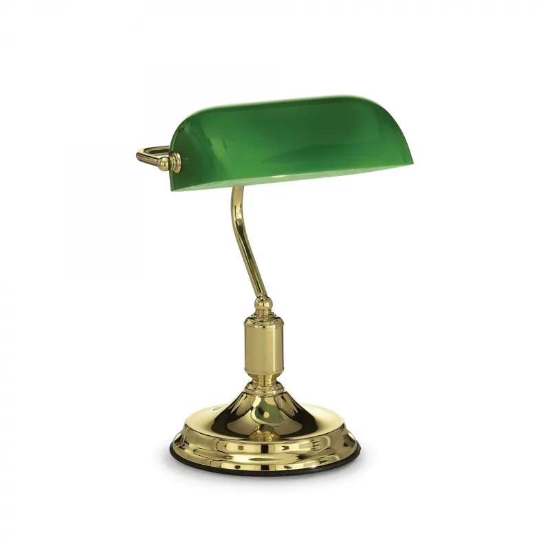 Azonnali szállítás Ideal Lux 013657 asztali lámpa Lawyer 1x60W E27 - zöld, fényes sárgaréz