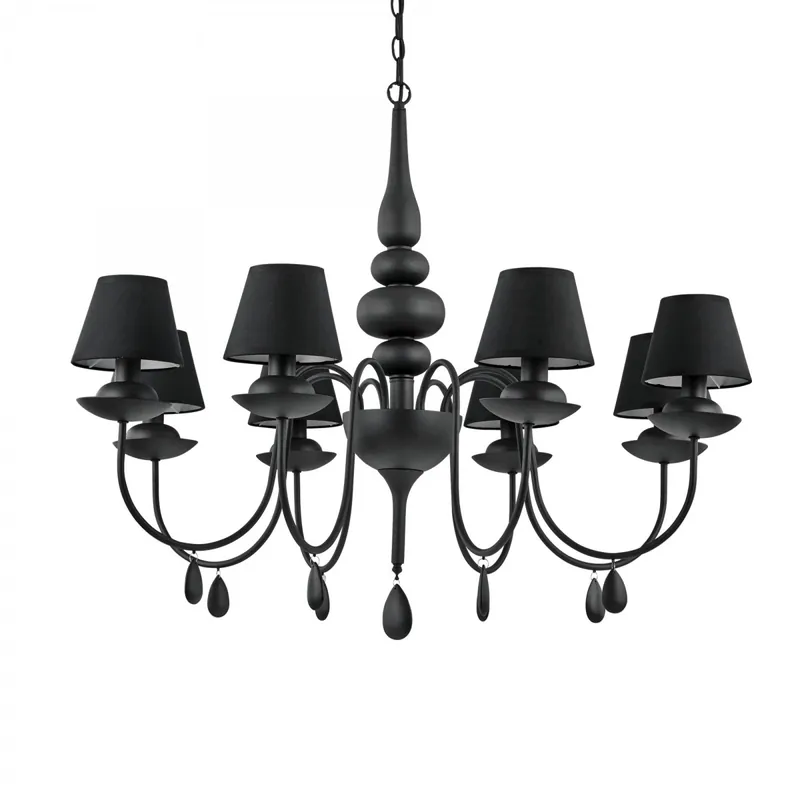 Szezonális akció Ideal Lux 111896 mennyezeti függőlámpa Blanche Nero 8x40W E14 - fekete