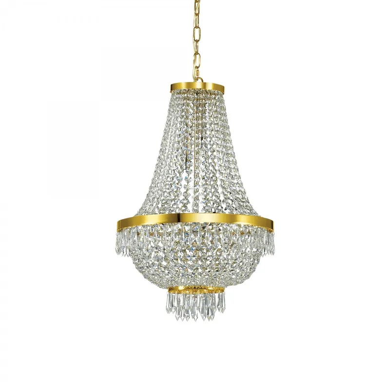 Biztonságos vásárlás Ideal Lux 114736 mennyezeti függőlámpa Caesar Oro 9x40W G9 - kristály