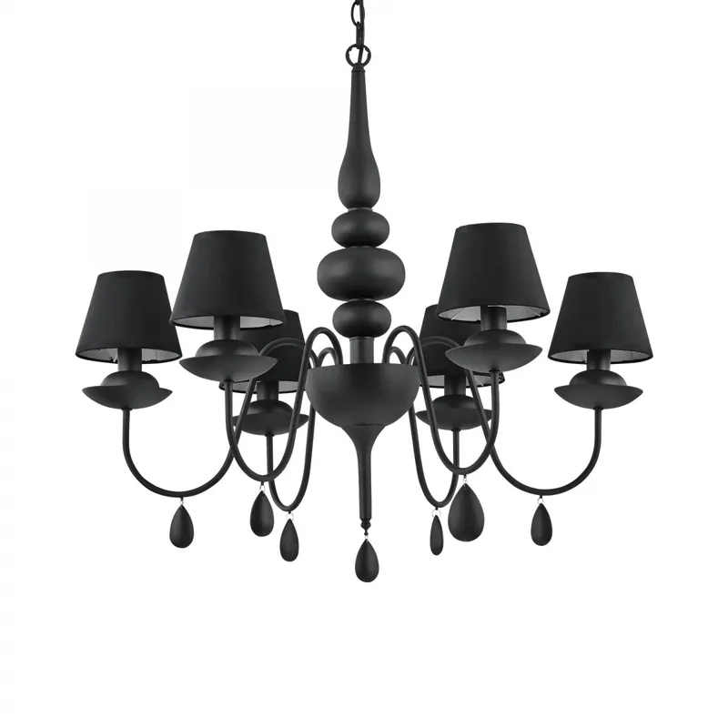 Prémium Ideal Lux 111872 mennyezeti függőlámpa Blanche Nero 6x40W E14 - fekete