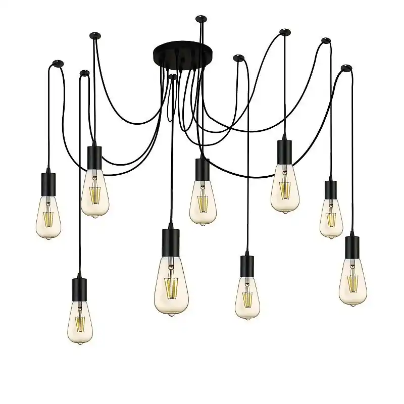 Searchlight 9669-9BK Squiggle függőlámpa E27 9 x 60W Alacsony ár