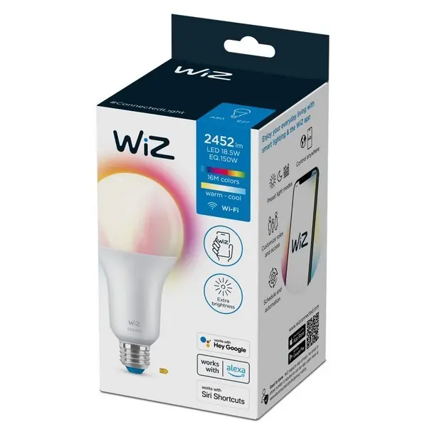 WiZ Colors 8719514554634 intelligens LED izzó E27 18,5W 2452lm 2200-6500K RGB – szabályozható Exkluzív ajánlat