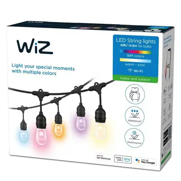 WiZ 8719514554450 fényfüzér 12W 2200-6500K IP65 RGB - fekete Árcsökkenés