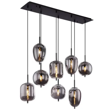 Csak ma Globo 15345-8 mennyezeti függőlámpa Blacky 8x40W E14 - fekete, füstüveg