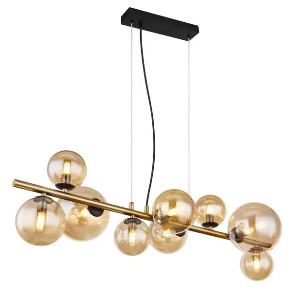 Árengedmény Globo 56135-9H LED mennyezeti függőlámpa Riha 9x3W G9 720lm 3000K - fekete, sárgaréz, borostyán